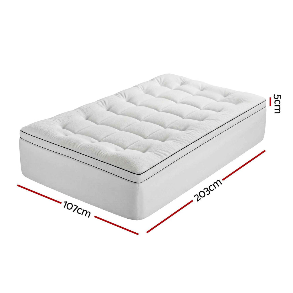 Giselle Bedding King Single Mattress Topper 5cm Coral Fleece