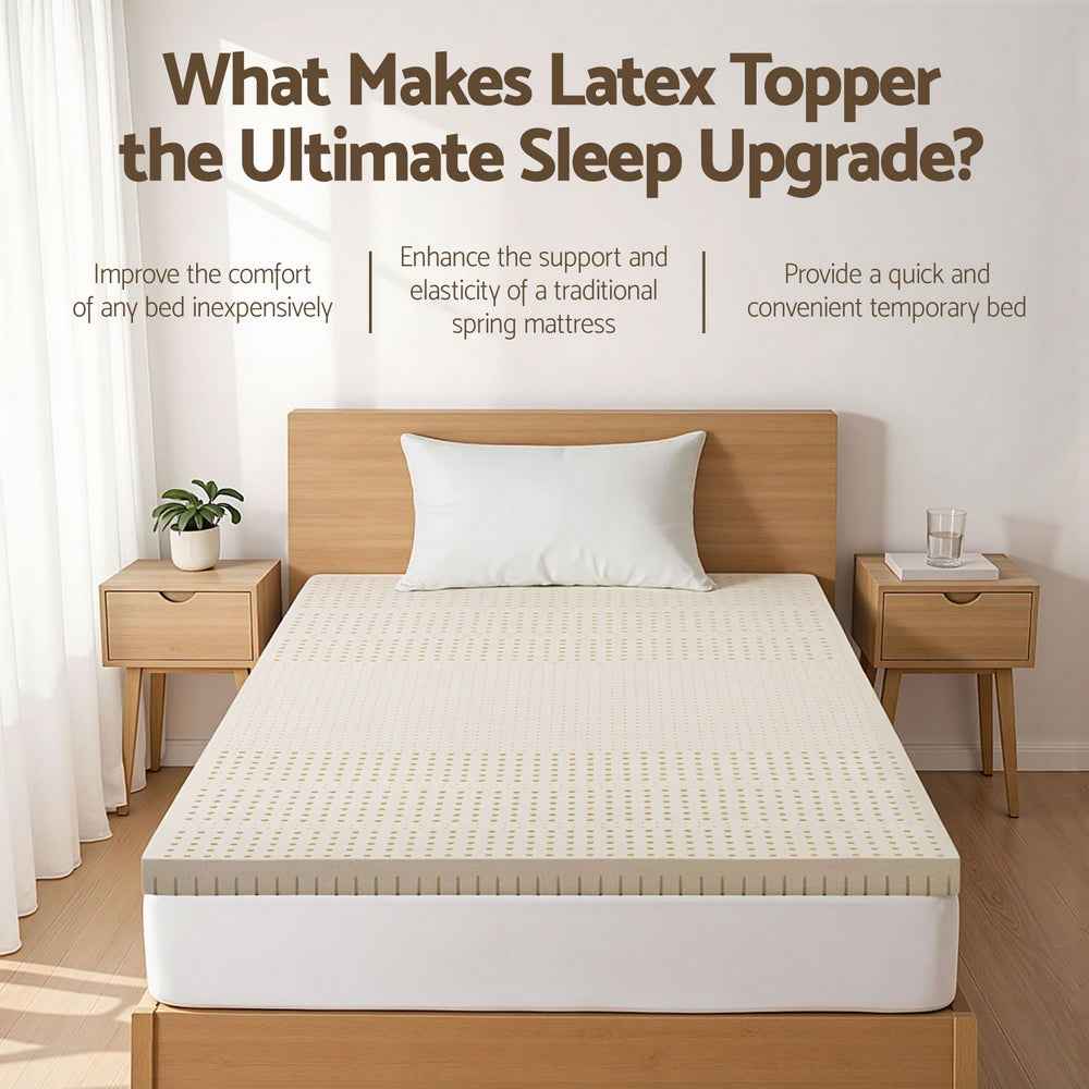 Giselle Bedding Latex Mattress Topper 7.5cm King Single