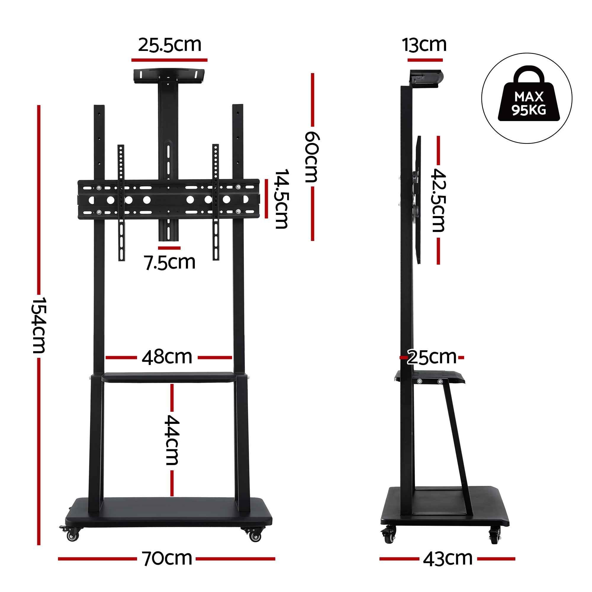 Artiss TV Stand 32-70" Universal Mobile Adjustable Height TV Stand with Wheels