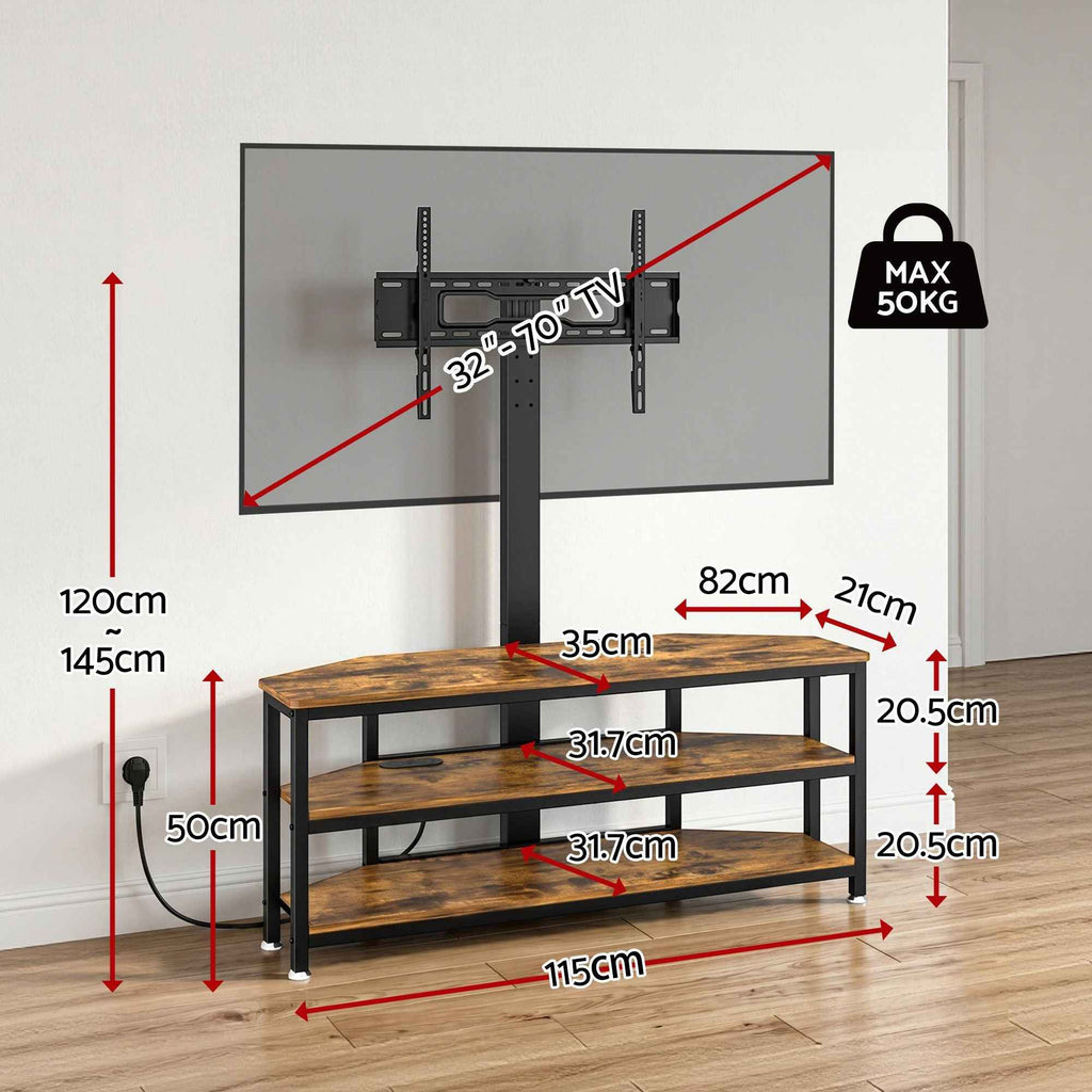 Artiss Corner TV Stand 32-70" w/ Mount LED Lights & Power Outlet Space Saving