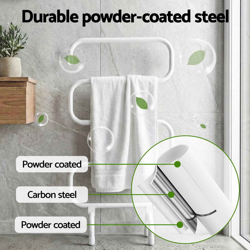 Devanti Heated Towel Rail Freestanding Wall Mounted S-Shape Electric Warmer Rack