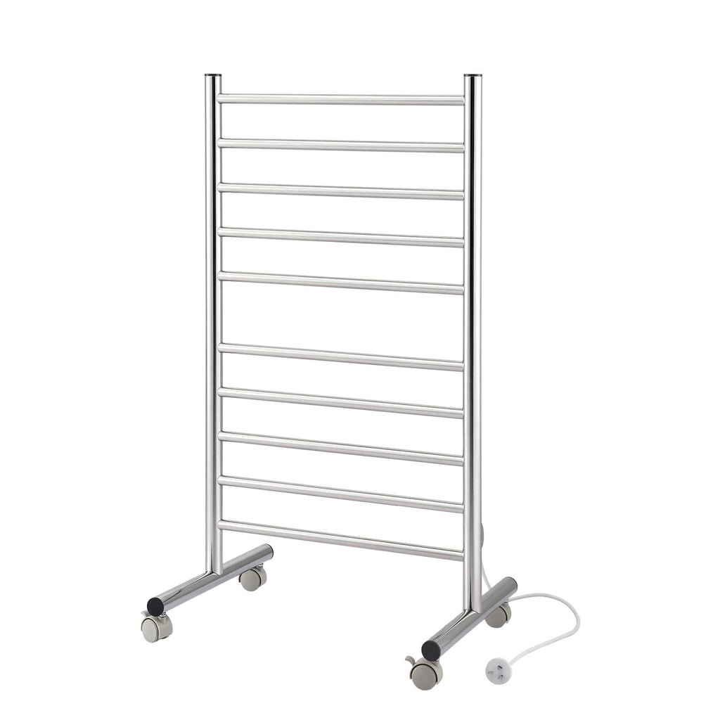 Devanti 10-Bar Freestanding Heated Towel Rail 3-5 Mins Fast Heating Electric Towel Warmer for Bathroom Winter Drying Stainless Steel Plug In 100W