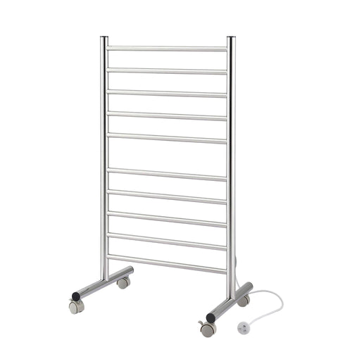 Devanti 10-Bar Freestanding Heated Towel Rail 3-5 Mins Fast Heating Electric Towel Warmer for Bathroom Winter Drying Stainless Steel Plug In 100W