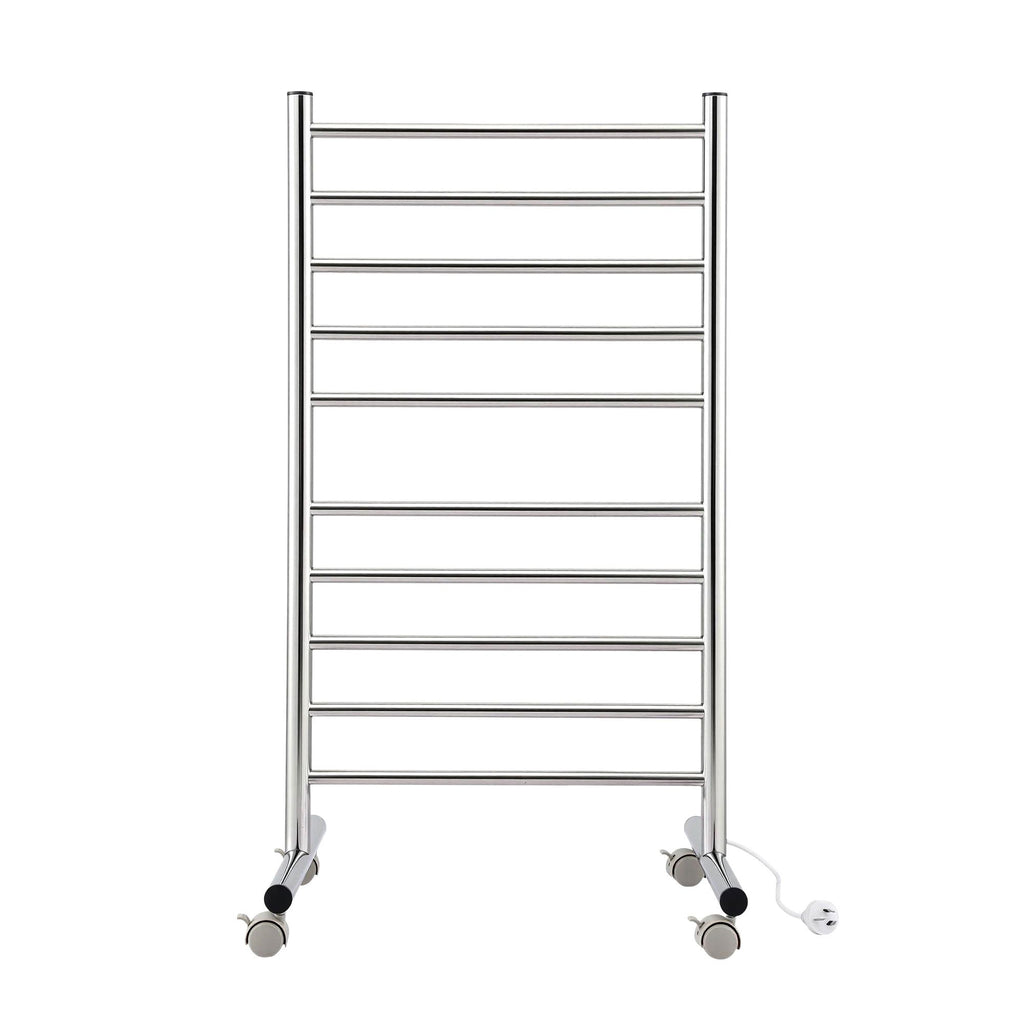 Devanti 10-Bar Freestanding Heated Towel Rail 3-5 Mins Fast Heating Electric Towel Warmer for Bathroom Winter Drying Stainless Steel Plug In 100W