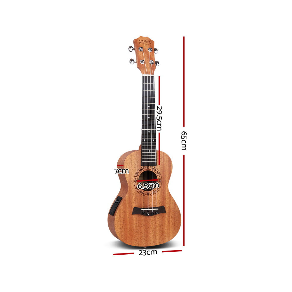 Ukelele tenor Alpha Equaliser de 26" de caoba natural, regalo para principiantes con funda