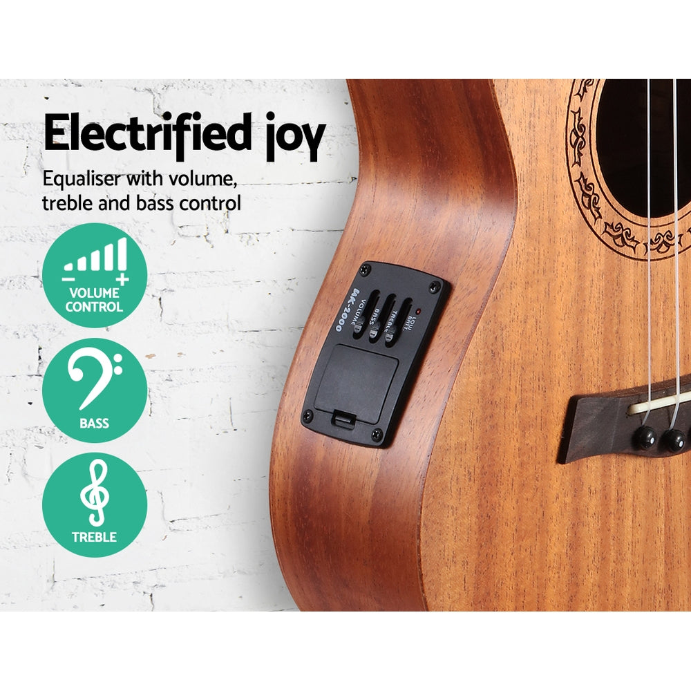 Ukelele tenor Alpha Equaliser de 26" de caoba natural, regalo para principiantes con funda