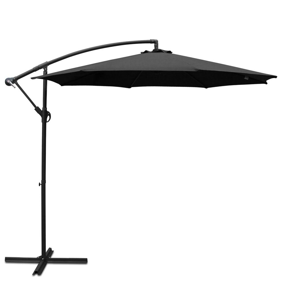 Sombrilla para exteriores Instahut de 3 m con estructura en voladizo para playa, jardín y patio, color negro