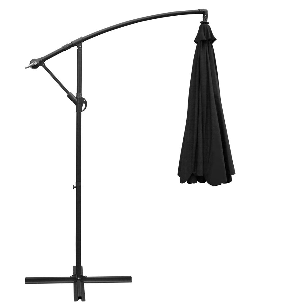 Sombrilla para exteriores Instahut de 3 m con estructura en voladizo para playa, jardín y patio, color negro
