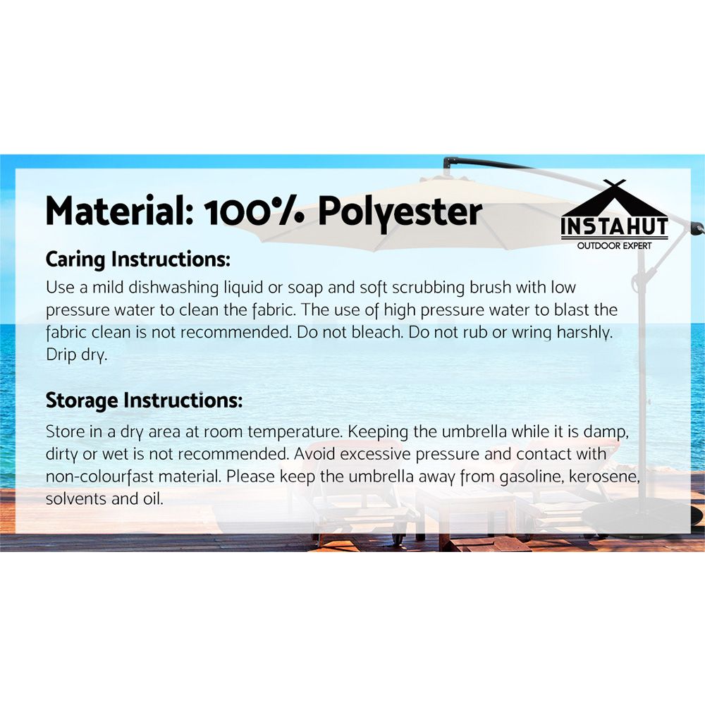 Sombrilla para exteriores Instahut de 3 m con estructura en voladizo para playa, jardín y patio, color negro