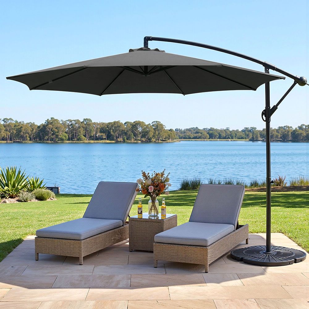 Sombrilla para exteriores Instahut de 3 m en voladizo para playa, jardín y patio, color carbón