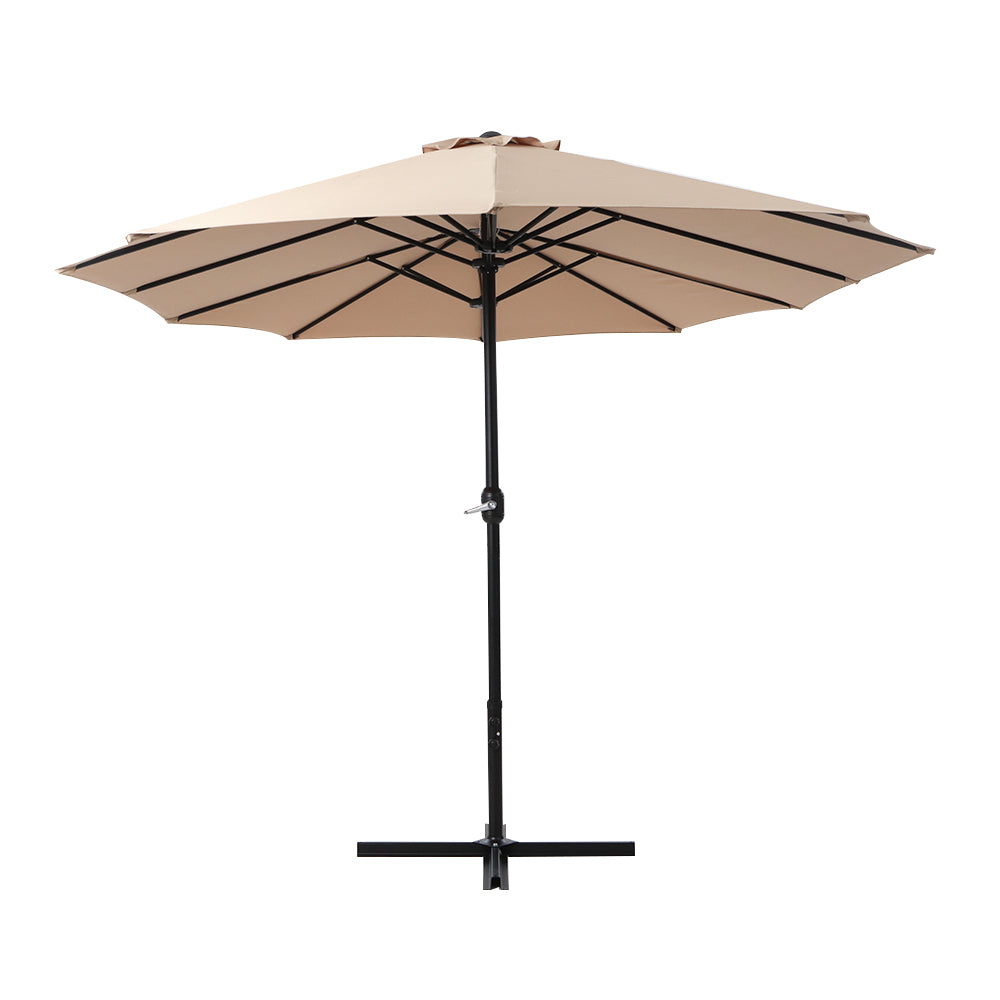 Instahut 4.57m Outdoor Umbrella Beach Pole Garden Tilt Beige - YDS.com.au