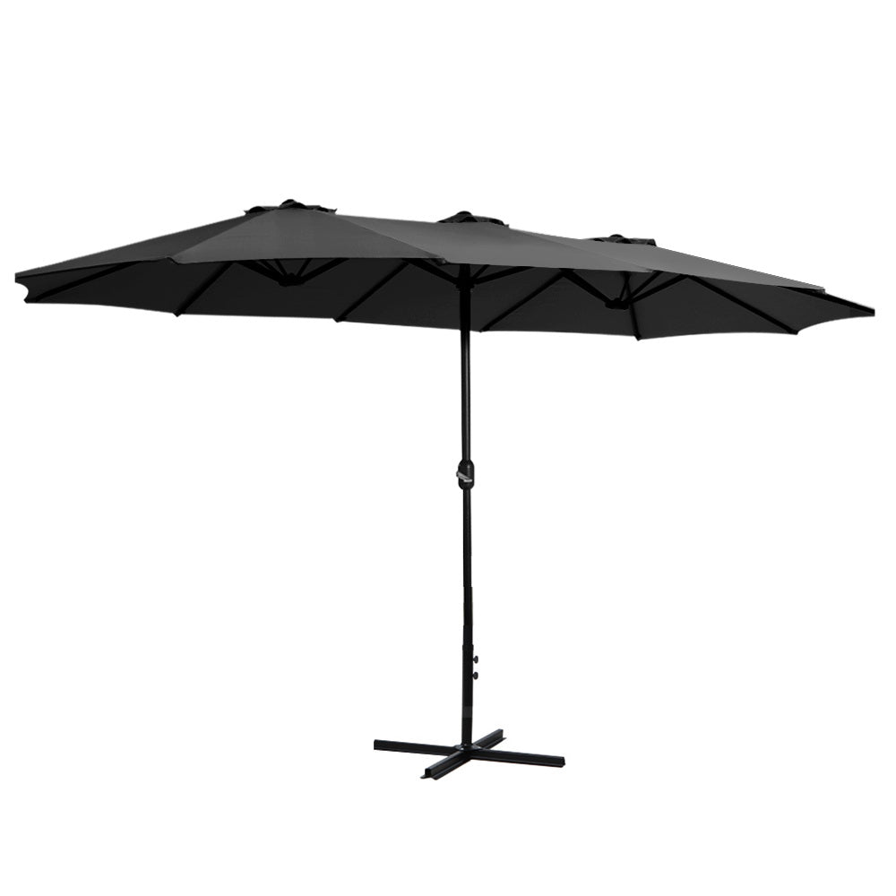 Instahut 4.57m Outdoor Umbrella Beach Pole Garden Tilt Black - YDS.com.au