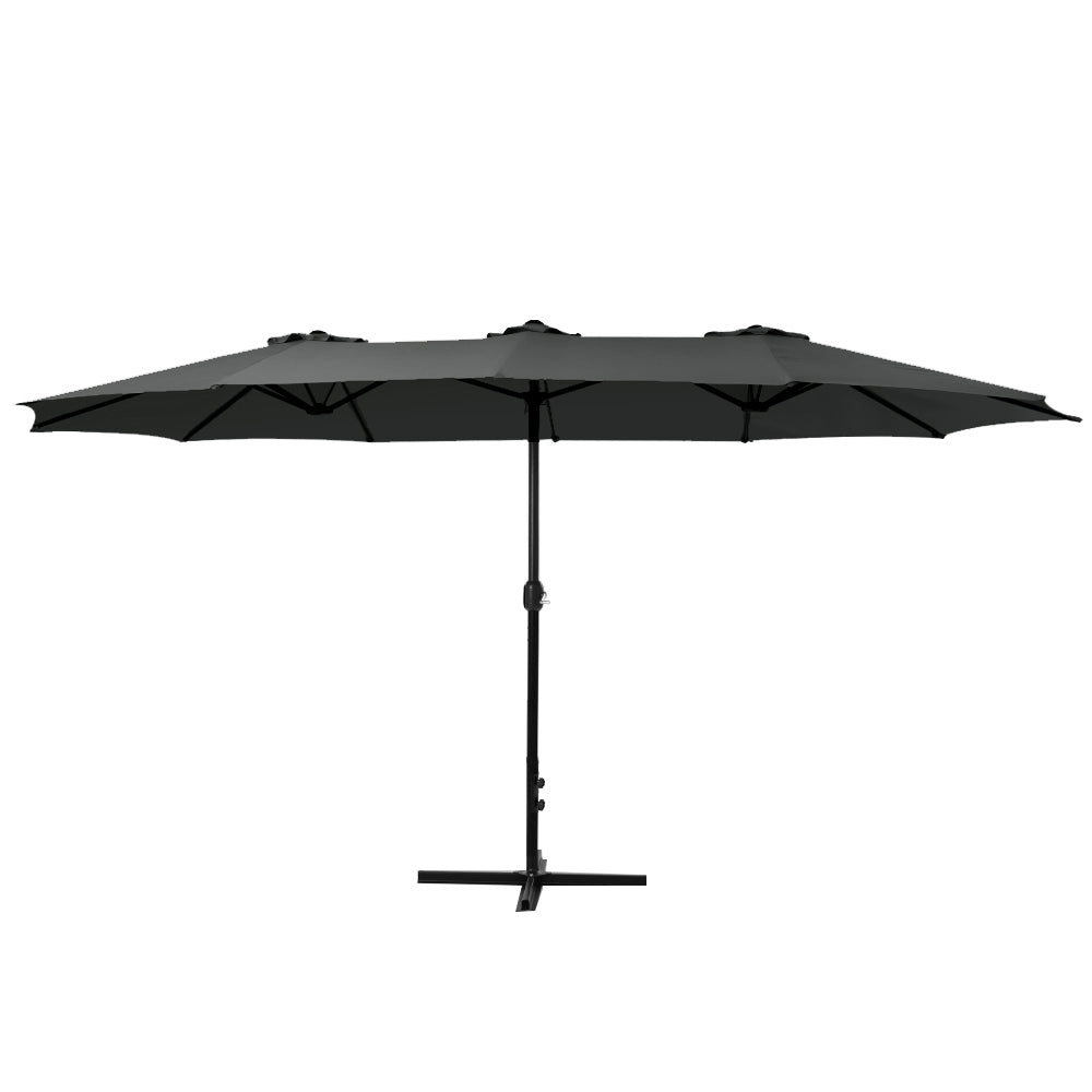 Instahut 4.57m Outdoor Umbrella Beach Pole Garden Tilt Black - YDS.com.au