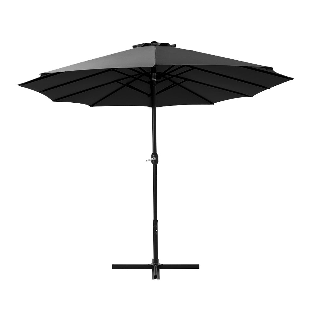 Instahut 4.57m Outdoor Umbrella Beach Pole Garden Tilt Black - YDS.com.au