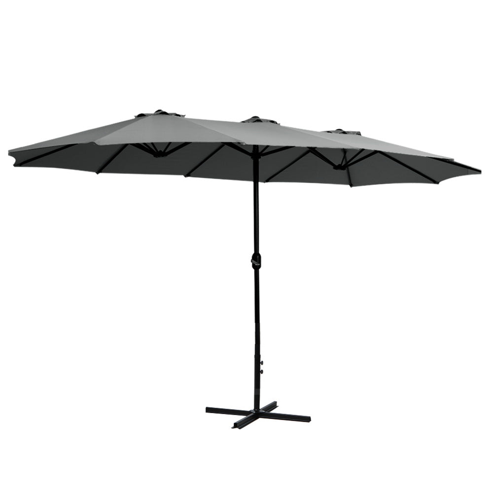 Instahut 4.57m Outdoor Umbrella Beach Pole Garden Tilt Charcoal - YDS.com.au