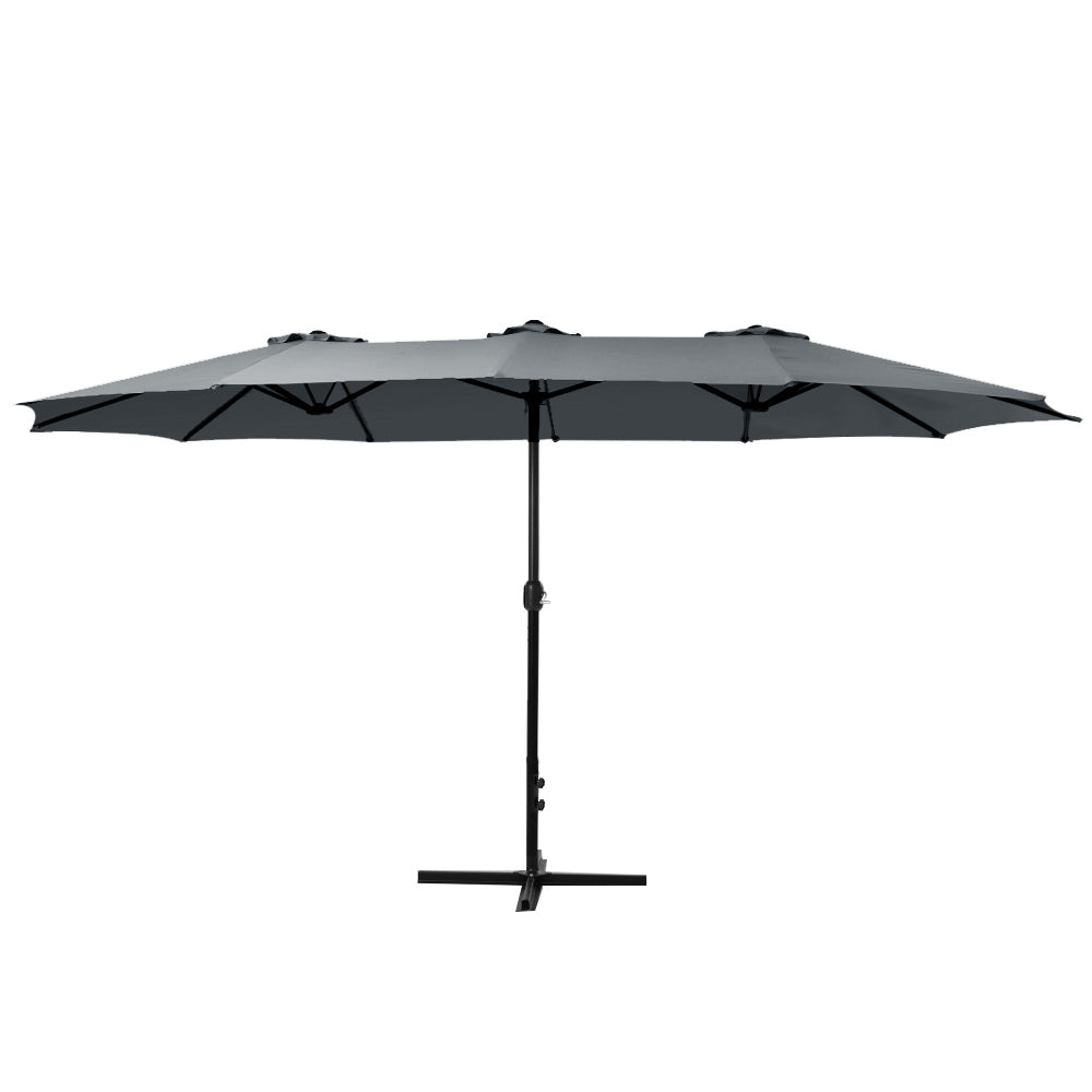 Instahut 4.57m Outdoor Umbrella Beach Pole Garden Tilt Charcoal - YDS.com.au