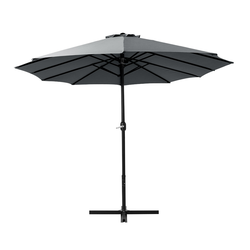 Instahut 4.57m Outdoor Umbrella Beach Pole Garden Tilt Charcoal - YDS.com.au
