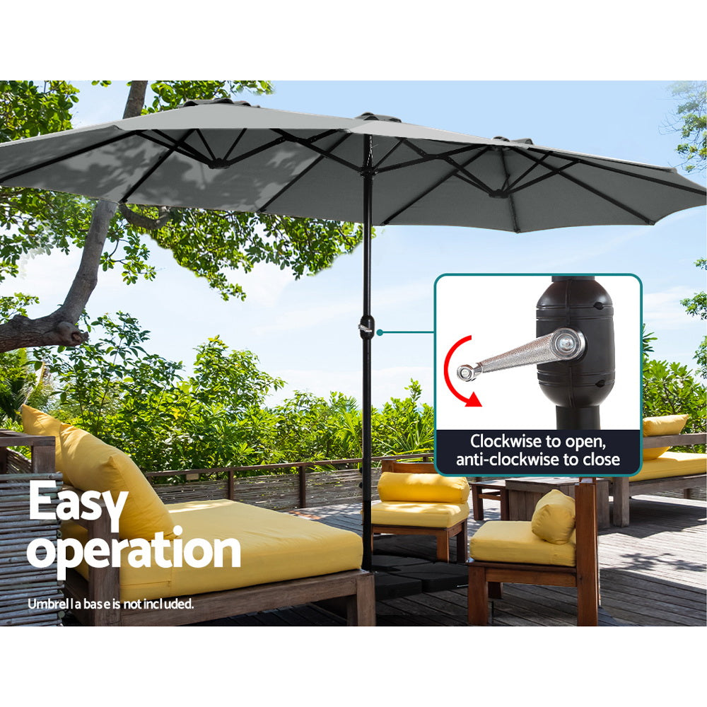 Instahut 4.57m Outdoor Umbrella Beach Pole Garden Tilt Charcoal - YDS.com.au