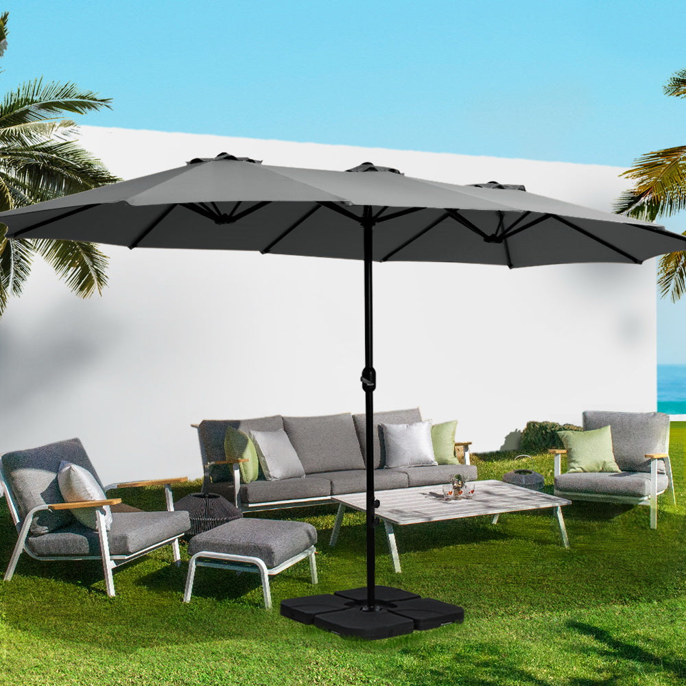 Instahut 4.57m Outdoor Umbrella Beach Pole Garden Tilt Charcoal - YDS.com.au