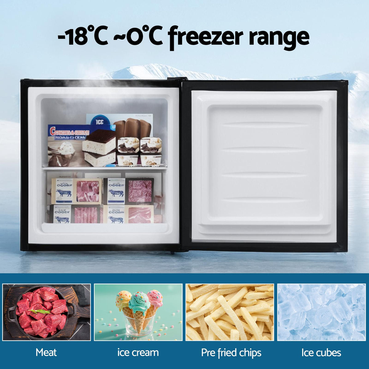 Devanti 31L Small Upright Freezer Vertical Freezer Black