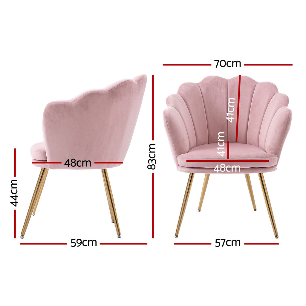 Artiss Armchair Velvet Dining Nursing Lounge Chair Metal Legs Pink
