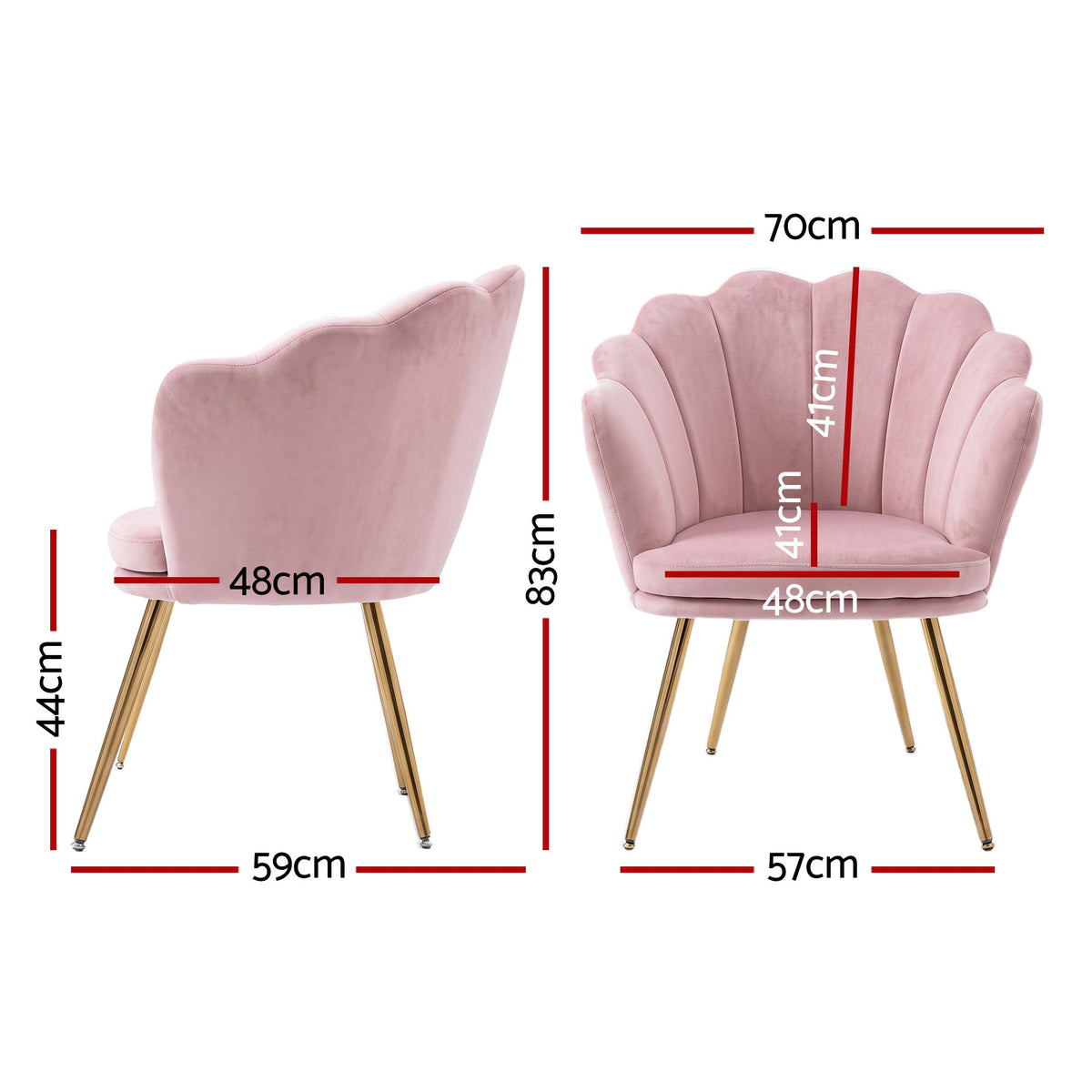 Artiss Armchair Velvet Dining Nursing Lounge Chair Metal Legs Pink