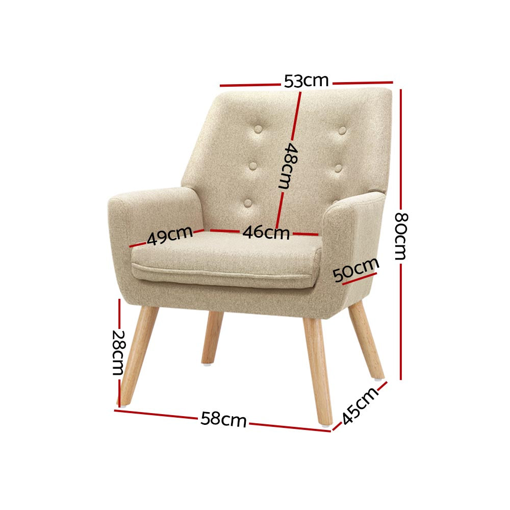 Artiss Armchair Linen Fabric Anne Beige - YDS.com.au