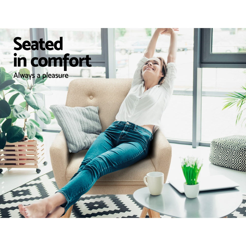 Artiss Armchair Linen Fabric Anne Beige - YDS.com.au