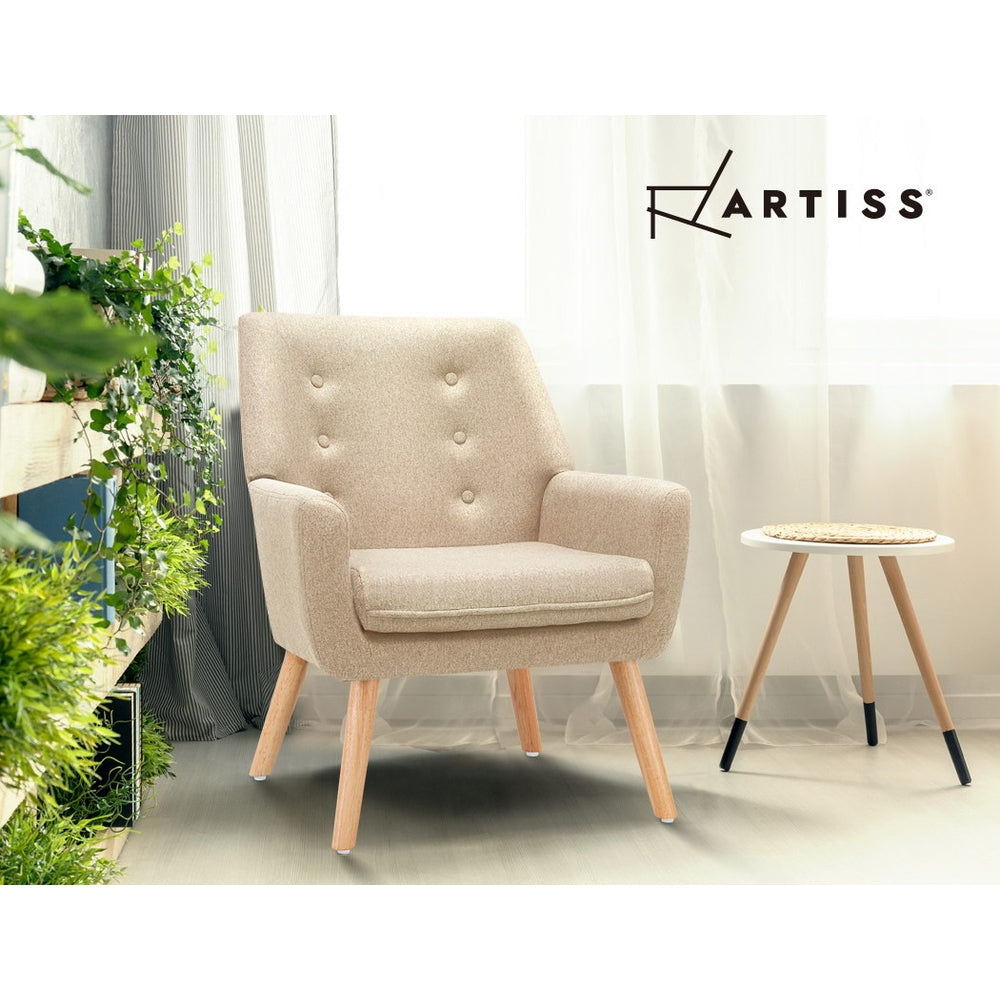 Artiss Armchair Linen Fabric Anne Beige - YDS.com.au
