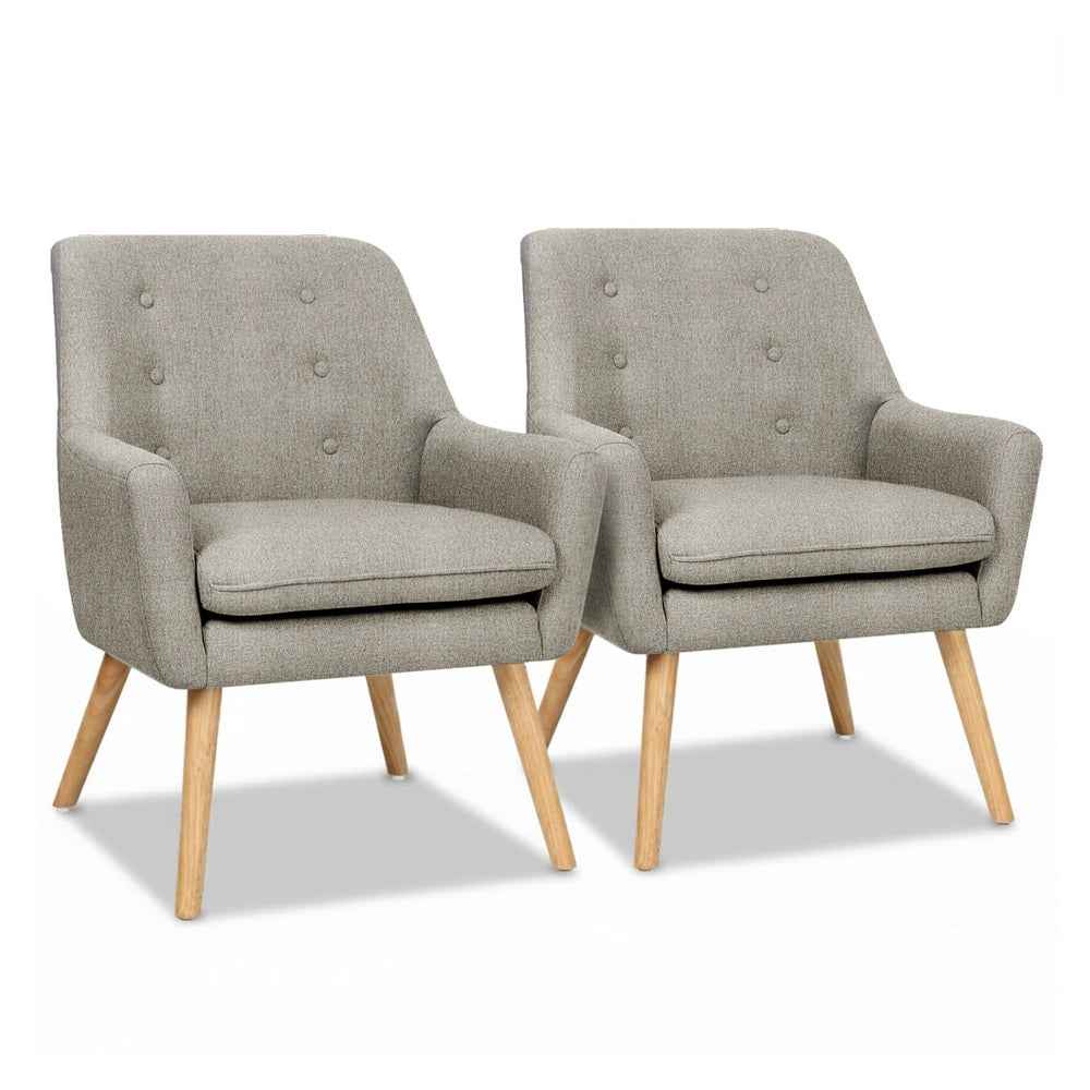 Artiss 2X Armchair Lounge Chair Accent Tub Chair Beige ANNE