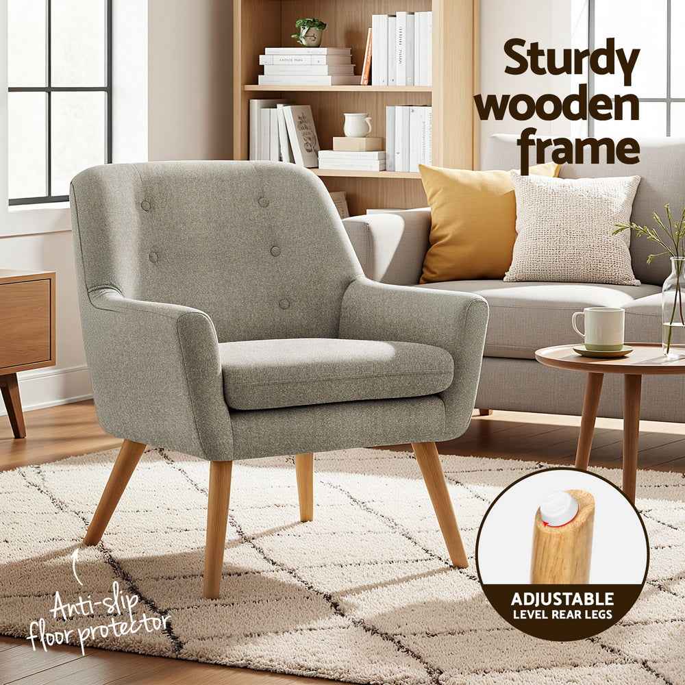 Artiss 2X Armchair Lounge Chair Accent Tub Chair Beige ANNE