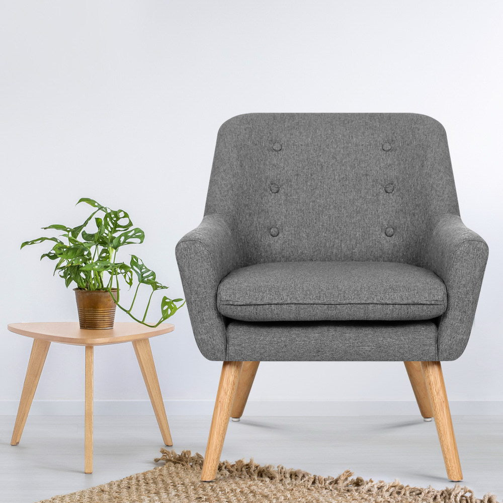 Artiss Armchair Linen Fabric Grey Charcoal - YDS.com.au