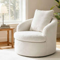 Artiss Round Swivel Armchair Extra Pillow White