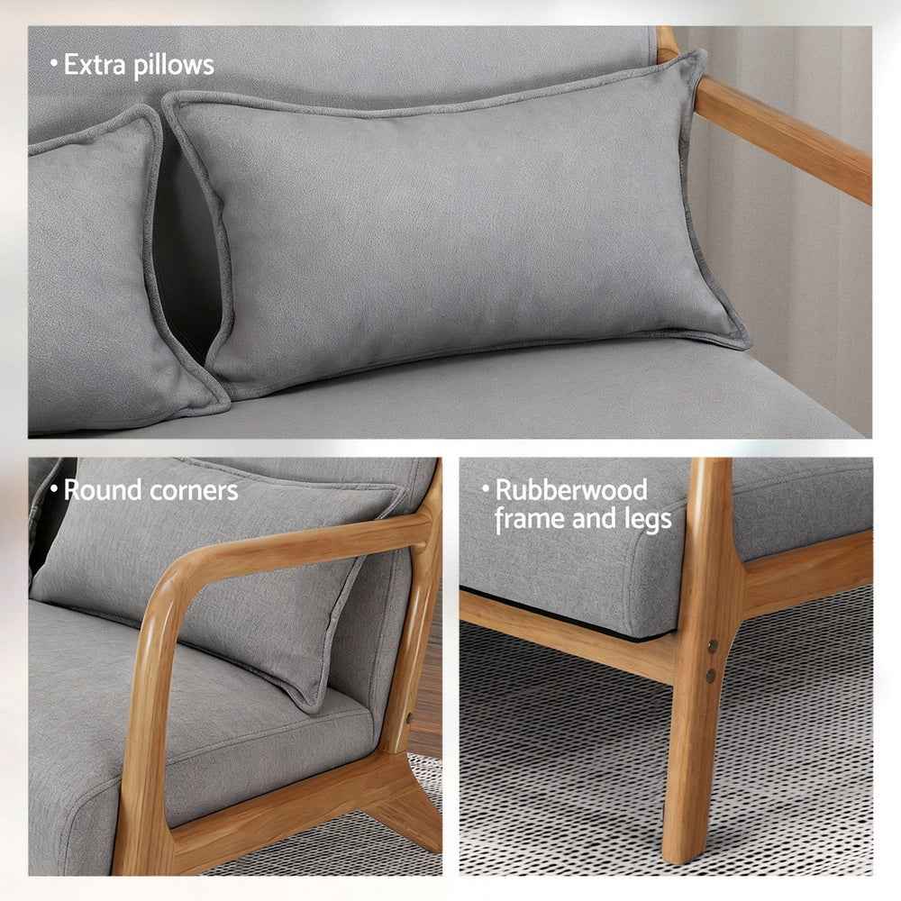 Artiss Armchair 2-seater Loveseat Fabric Grey