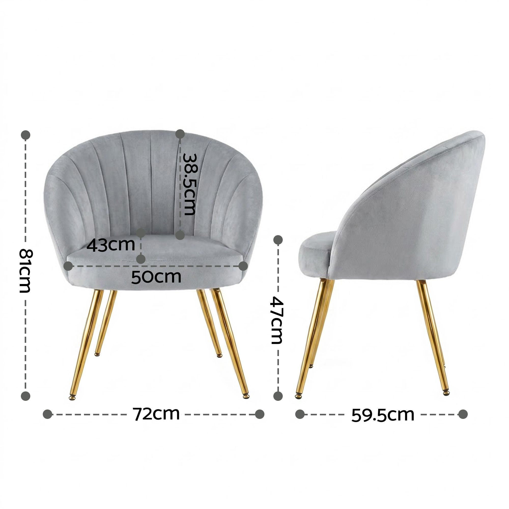 Sillón Artiss Terciopelo Gris Eloise