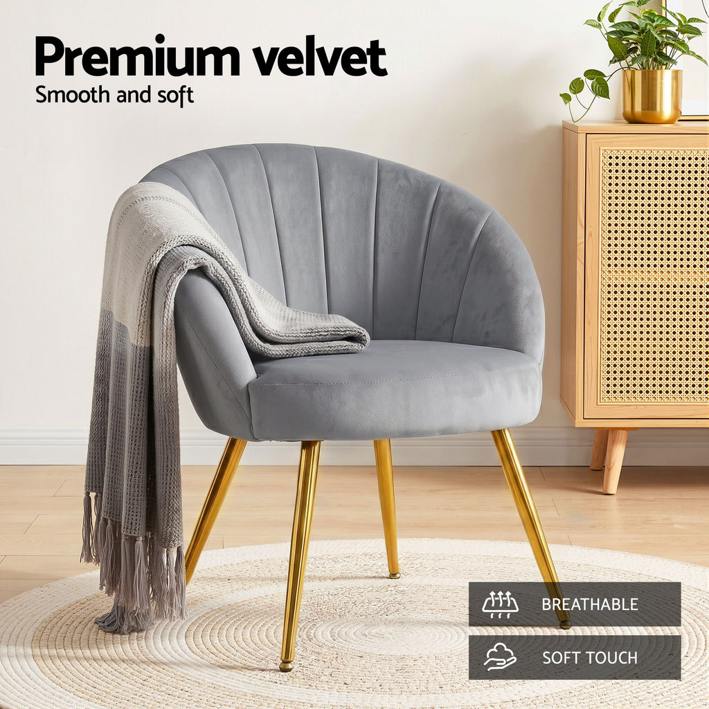 Sillón Artiss Terciopelo Gris Eloise