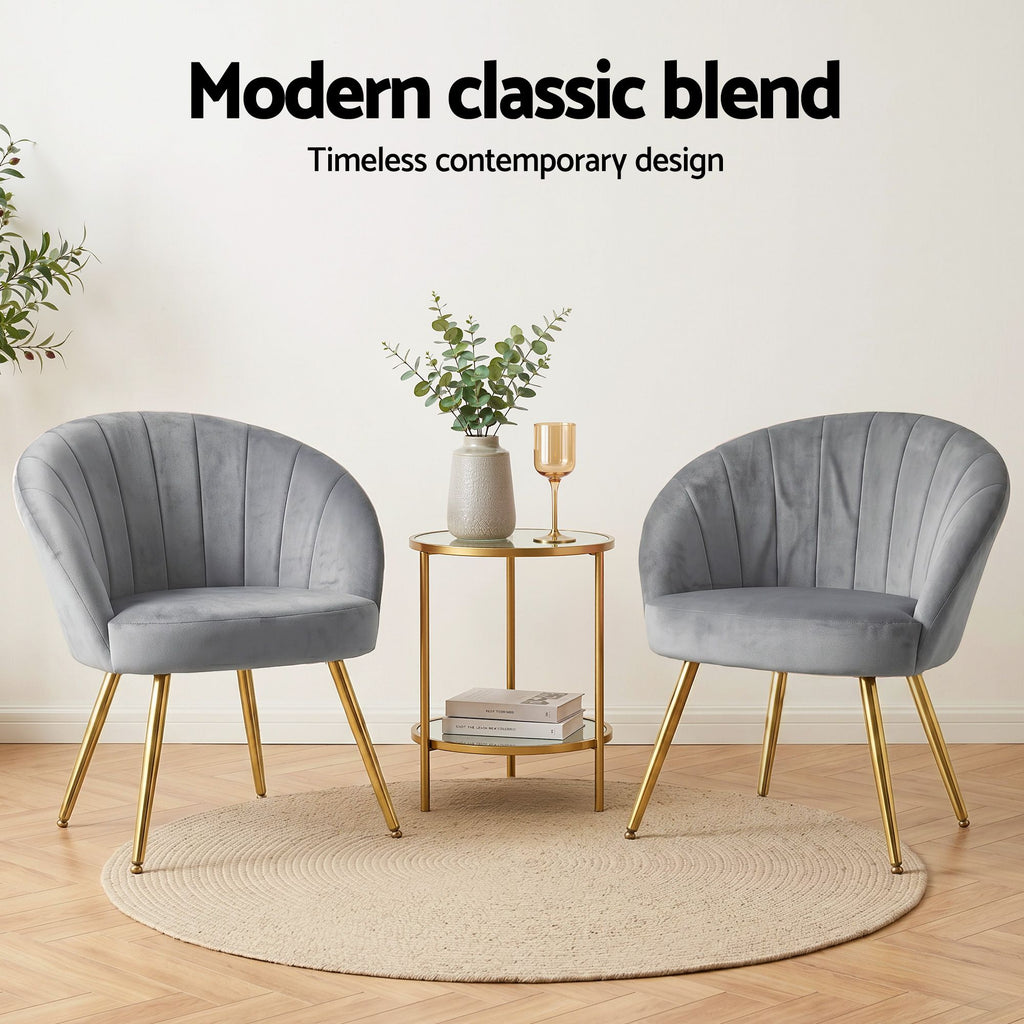 Sillón Artiss Terciopelo Gris Eloise