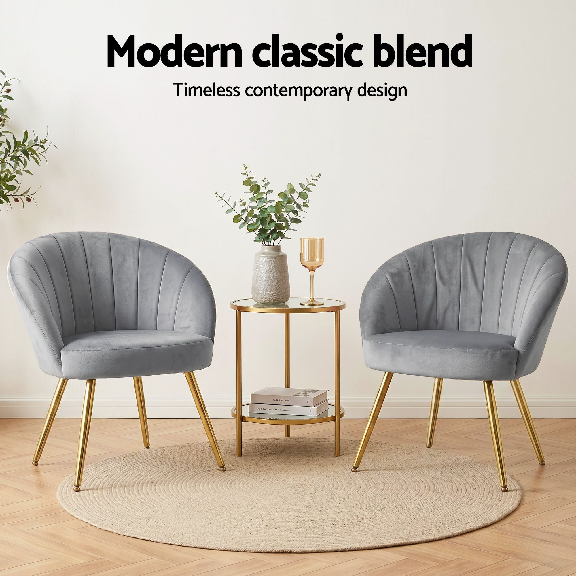 Sillón Artiss Terciopelo Gris Eloise