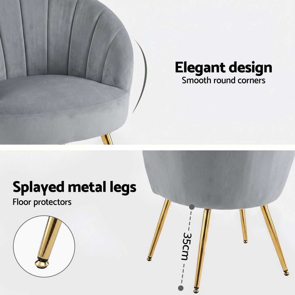 Sillón Artiss Terciopelo Gris Eloise