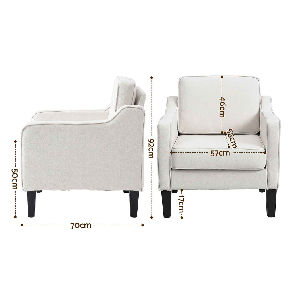 Artiss Armchair Lounge Accent Chair Linen Fabric Beige