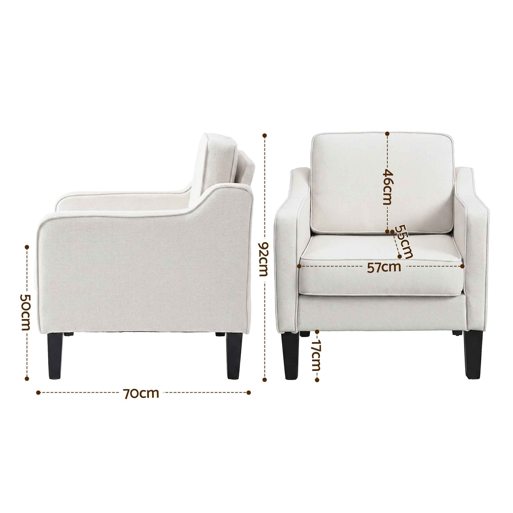 Artiss Armchair Lounge Accent Chair Linen Fabric Beige