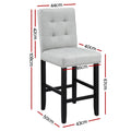 Artiss 2x Bar Stools Kitchen Dining Chairs Counter Fabric Stool Wooden Ada Grey