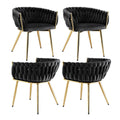1 Set of 4 Artiss Dining Chairs Velvet Armchair Black