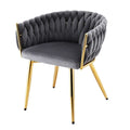 Artiss 1x Dining Chair Armchair Cafe Kitchen Lounge Chairs Velvet Weaving Grey
