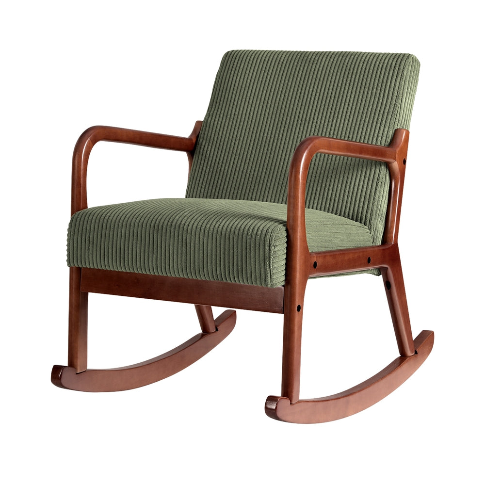 Artiss Rocking Armchair Nursing Chair Corduroy Green