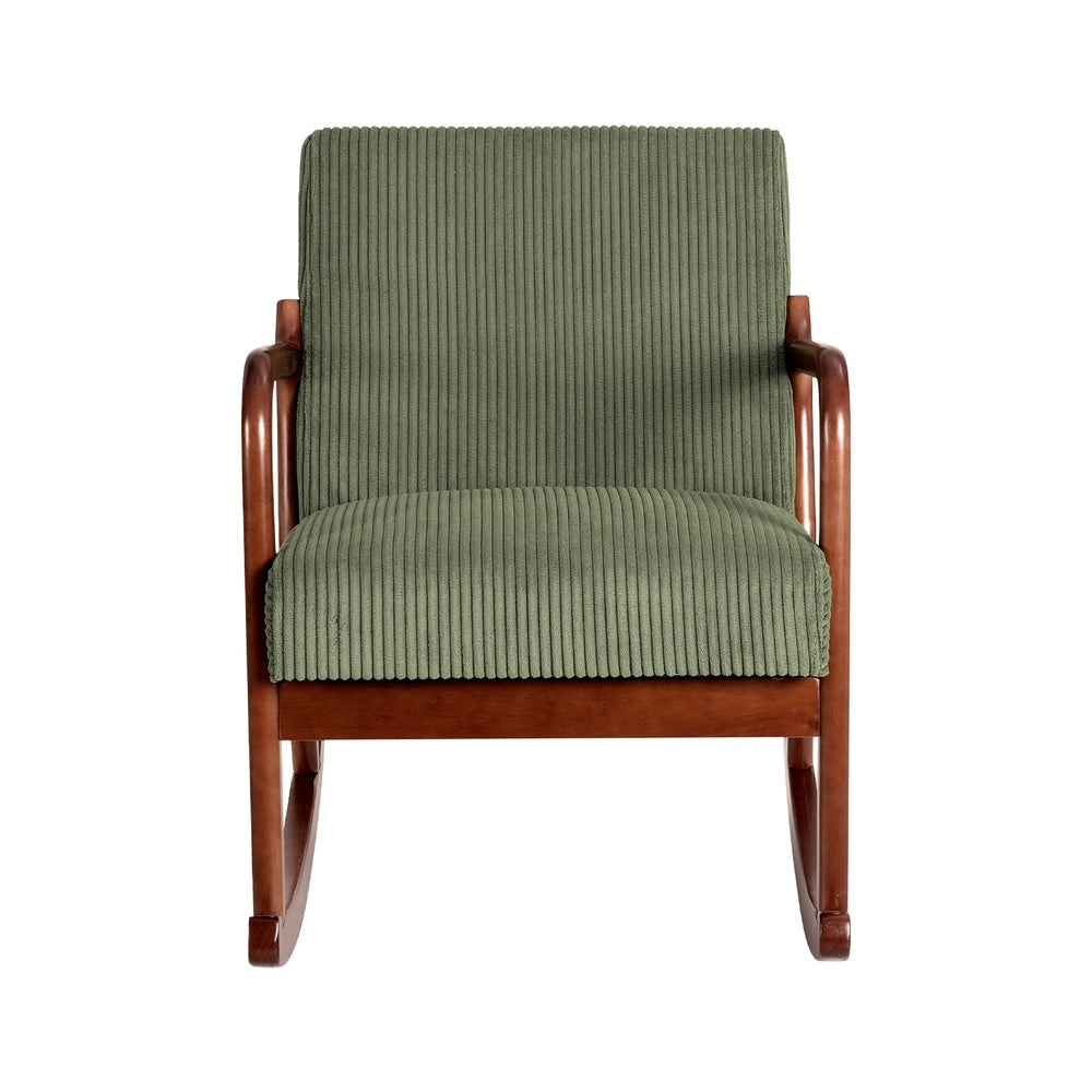 Artiss Rocking Armchair Nursing Chair Corduroy Green