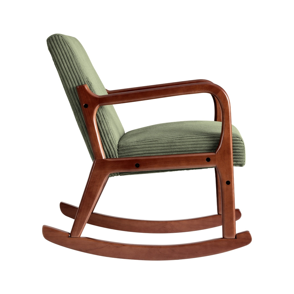 Artiss Rocking Armchair Nursing Chair Corduroy Green