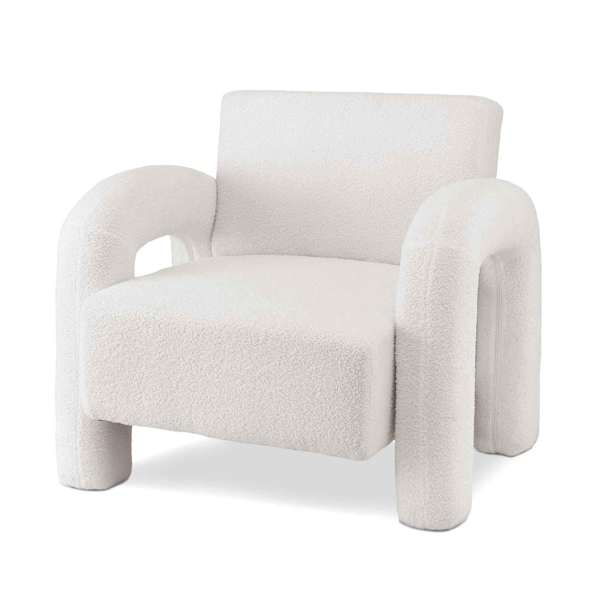 Artiss Armchair Accent Chair Lounge Sofa Couch Curved Seat Boucle White