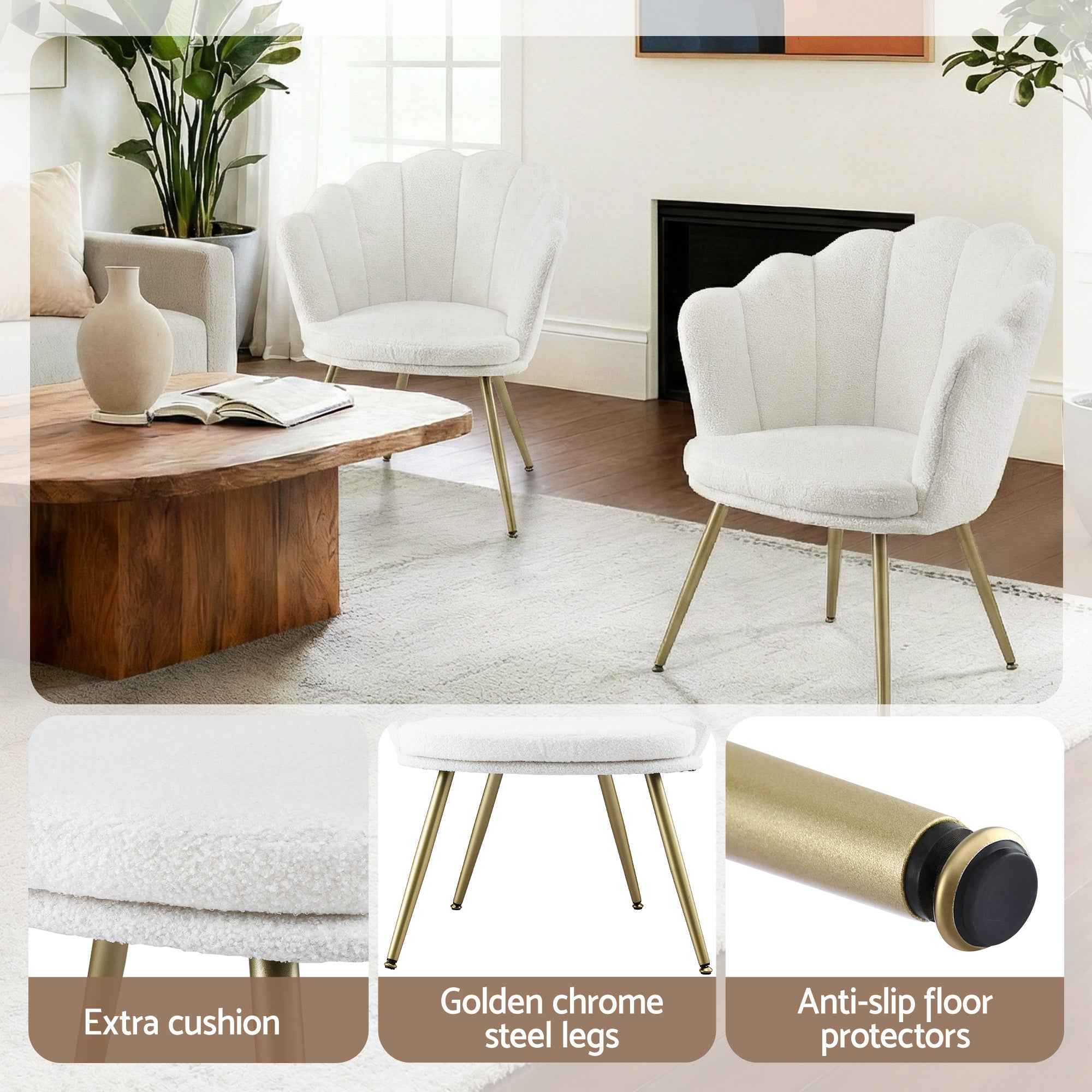 Artiss Armchair Teddy Fleece White Callista