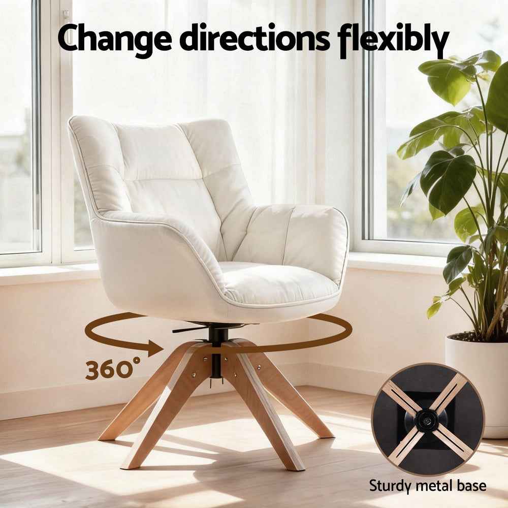 Artiss Swivel Chair Armchair Nursing Velvet White